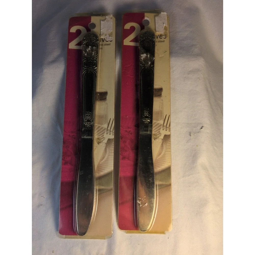 Lot of 4 Stainless Steel Dinner Knives Royal Household‎ Products New Sealed Flat